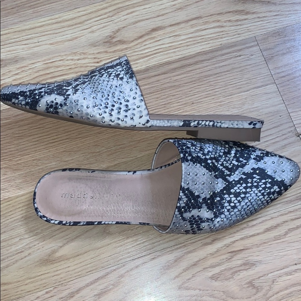 Snake print mules